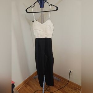 Versona Black and Cream Strapless Jumpsuit